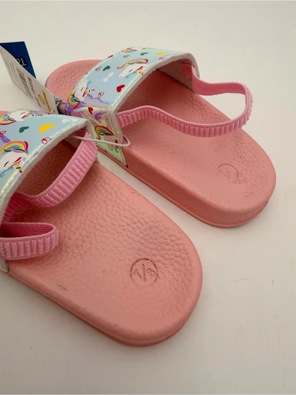 Kids Pink Unicorn Slide Sandals 7/8